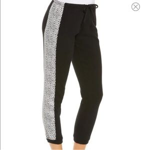NWT Chaser Black Joggers with Leopard Side Print